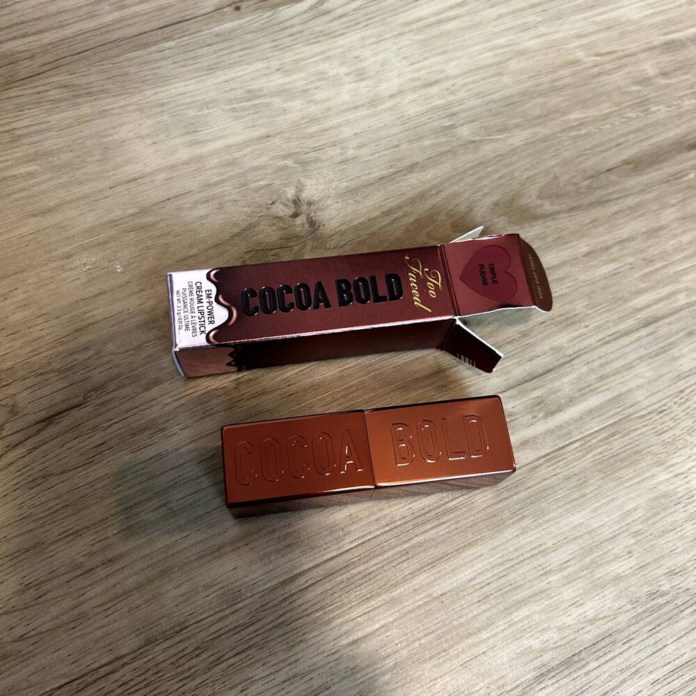 New Too Faced Cocoa Bold Em-power Cream Lipstick Triple Fudge Lipcolour Lipstick